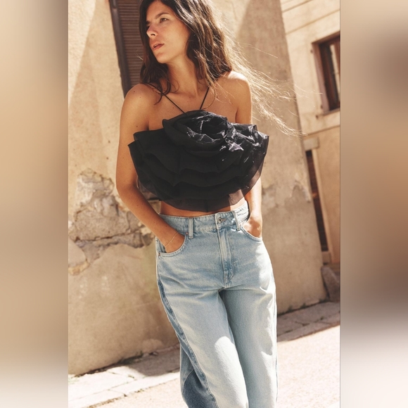 Zara Tops - FLORAL ORGANZA TOP SIZE S